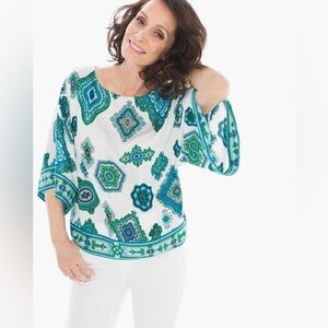 CHICOS Scarf-Print Top